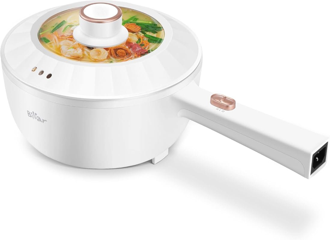 Bear 2L Electric Hot Pot with Dual Power & Non-Stick Coating for Ramen