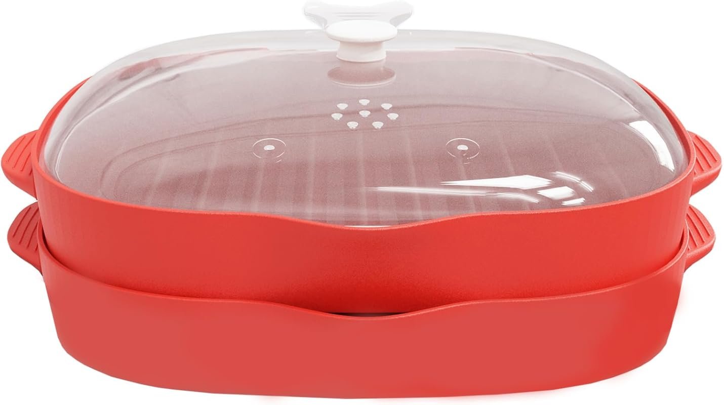 NICO SEE WONDER Microwave Easy Bacon Maker – 2Pcs Splatter Lid Tray fo