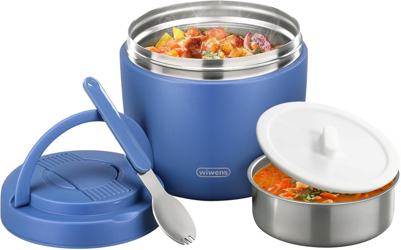 wiwens 32oz Vacuum Insulated Wide Mouth Stainless Steel Soup Jar with 