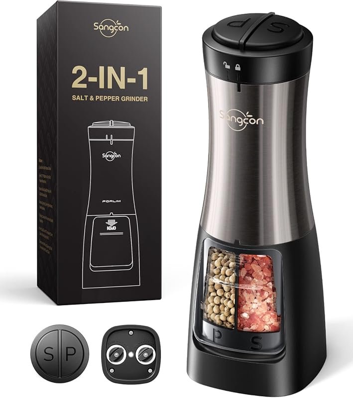 Sangcon 2 IN 1 Automatic Salt and Pepper Grinder Set – Battery Powered