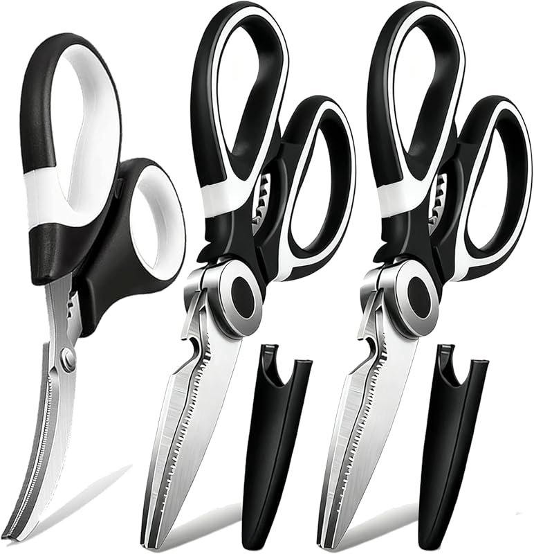 OMDAR Food Grade Kitchen Scissors – 3 Pack Heavy Duty Stainless Steel 