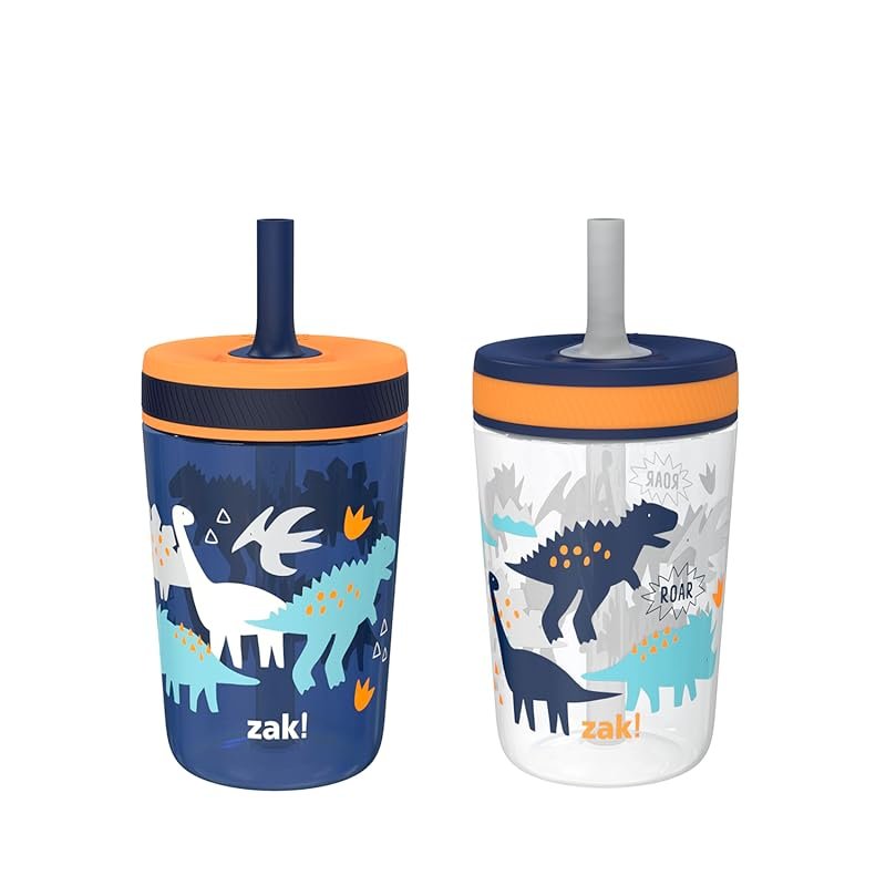Zak Designs Kelso 15oz Durable Leak-Proof Sippy Cups for Toddlers, 2-P
