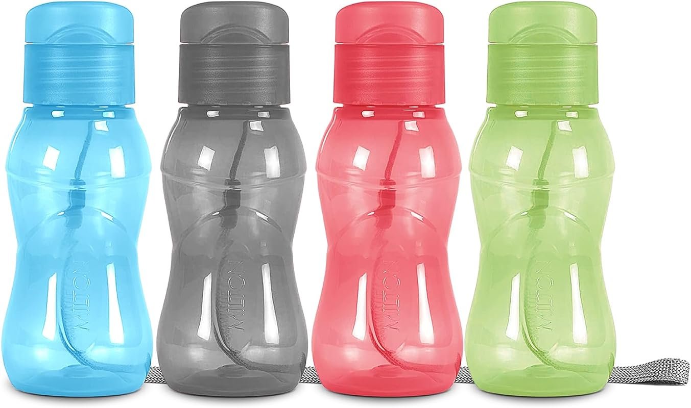 MILTON 4-Pack Kids Water Bottles, 6 oz Leak-Free Flip Lids, Portable f