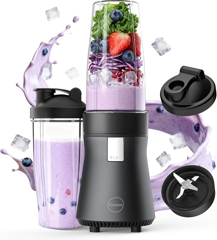 iCucina 700W Pulse Technology Single Serve Smoothie Blender with 2x28o
