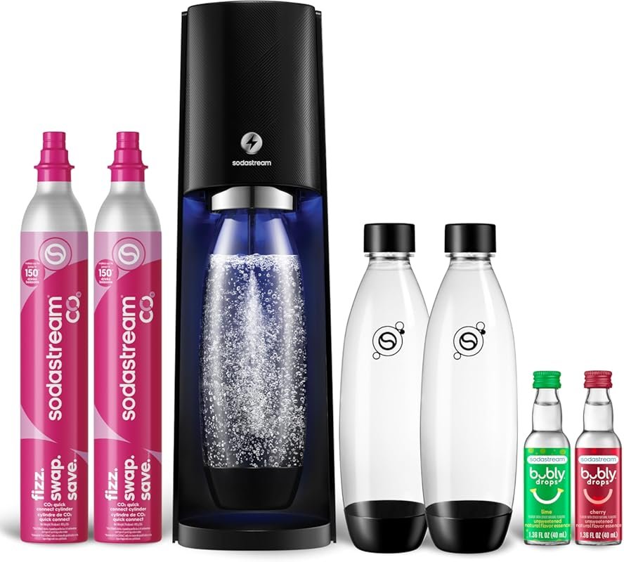 SodaStream E-TERRA Soda Maker Value Bundle with 3 Carbonation Levels, 