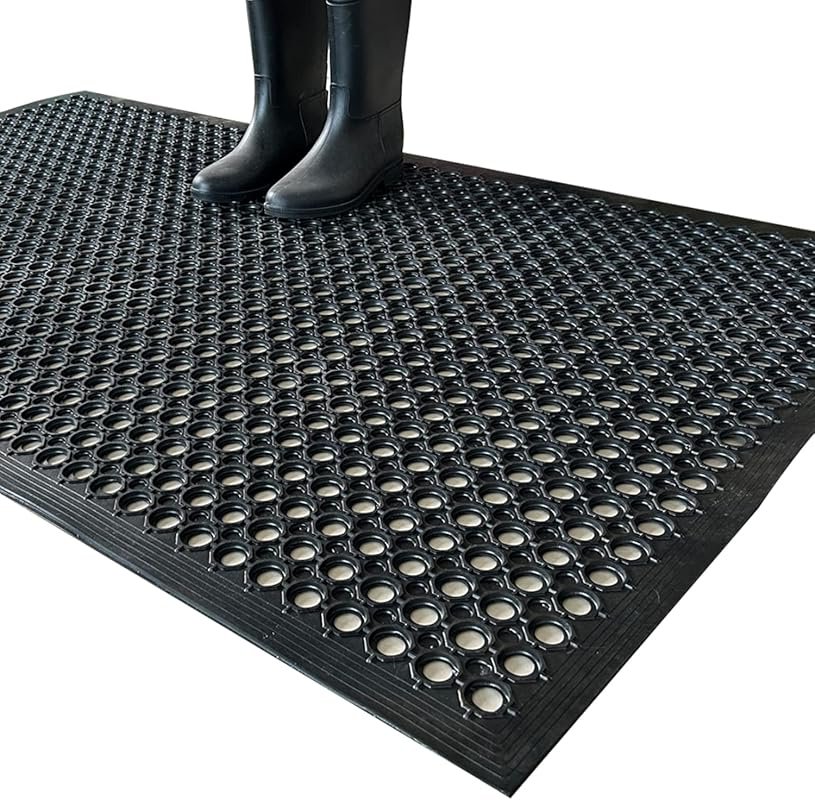 Uniboho Heavy Duty Rubber Drainage Mat, Anti-Slip Outdoor Mat for Kitc