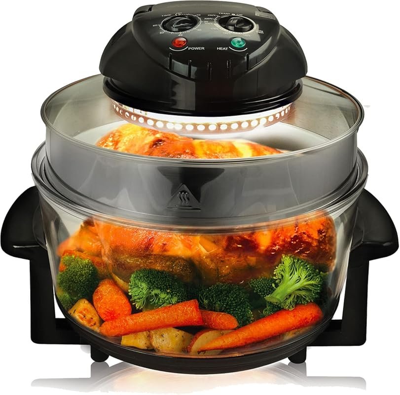 Multipurpose Black Halogen Air Fryer Oven for Fast, Even Cooking