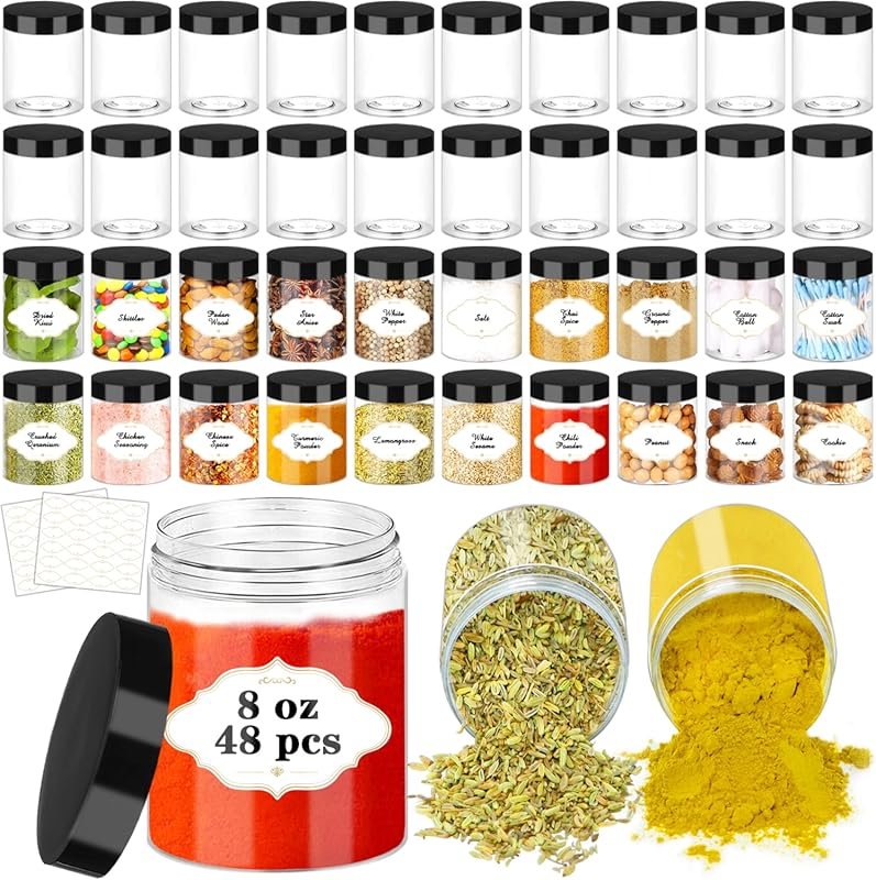 PeacePeo 48 Pack 8 oz Airtight Round Slime Containers for Food, Househ