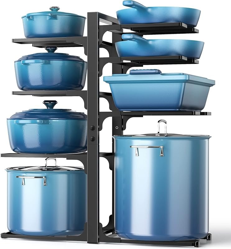 ORDORA 8-Tier Adjustable Heavy-Duty Pot Organizer for Under Cabinet St