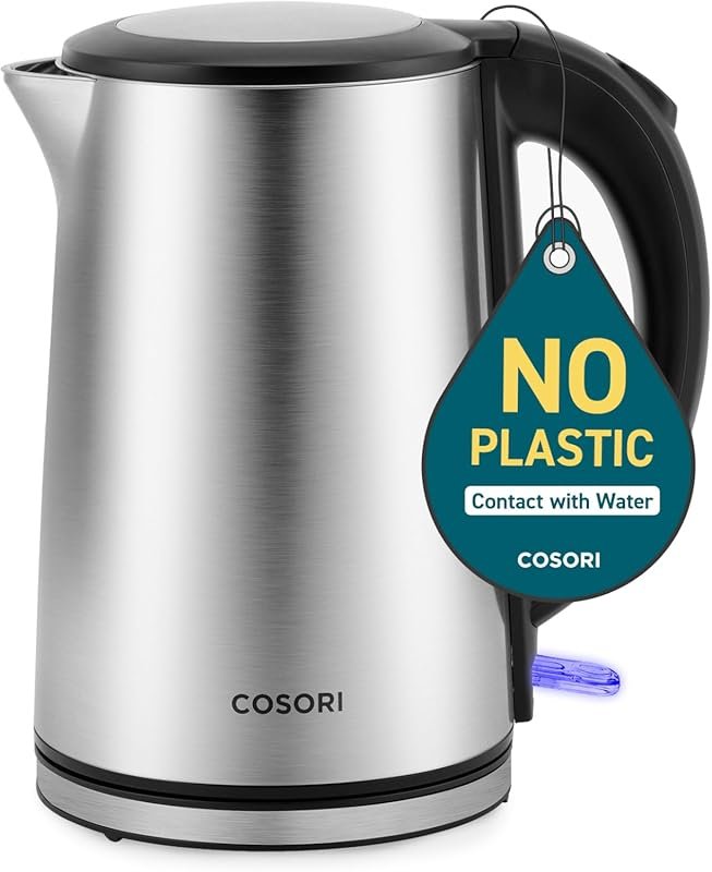 Cosori Stainless Steel Electric Kettle, No Plastic Parts, Auto Shut-Of