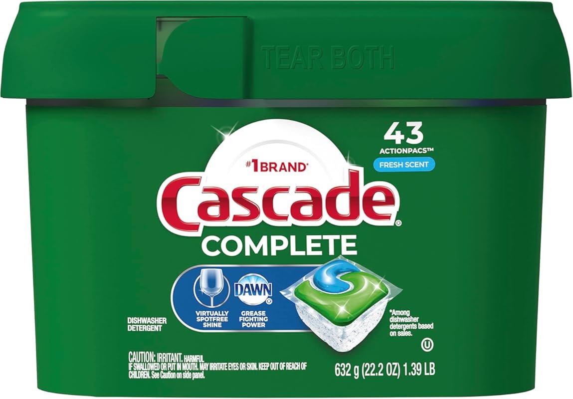 Cascade Complete ActionPacs Dishwasher Pods, Fresh Scent, 43 Count