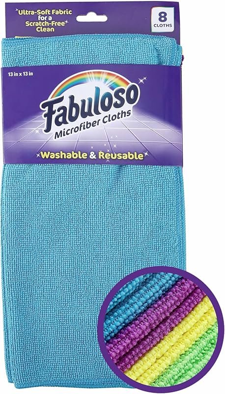 Fabuloso Rainbow Microfiber Cloths – Lint-Free, Scratch-Free, 8-Pack, 