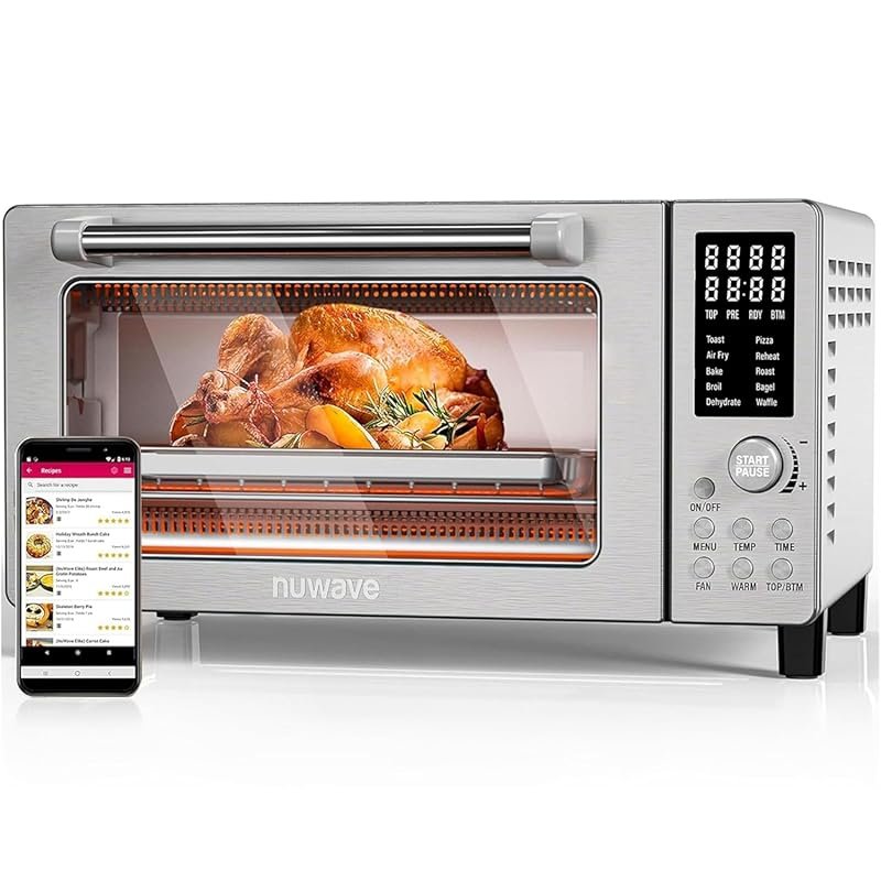 Nuwave Bravo 10-in-1 Smart Air Fryer Toaster Oven, 1800W, 21-Qt, Tempe
