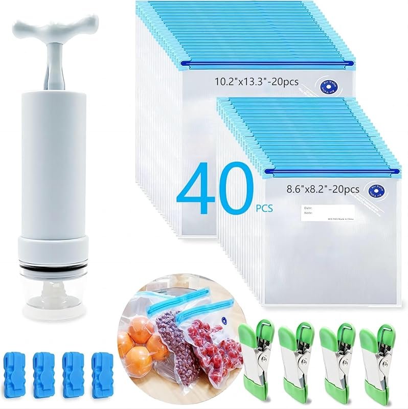 MOMODA Sous Vide Cooking Bags – Set of 40, BPA-Free Reusable Vacuum Se