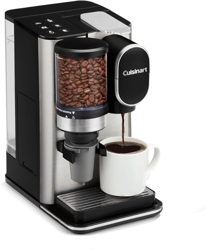 Cuisinart Single-Serve Coffee Maker + Grinder, 8-12oz Serving, Pod Com