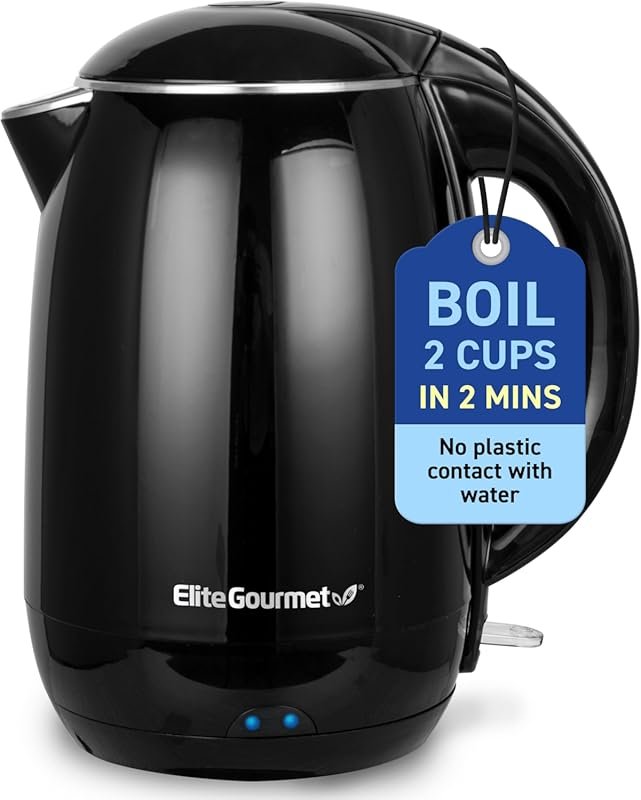 Cool-Touch Electric Kettle with Stainless Interior & Swivel Base – 1.8