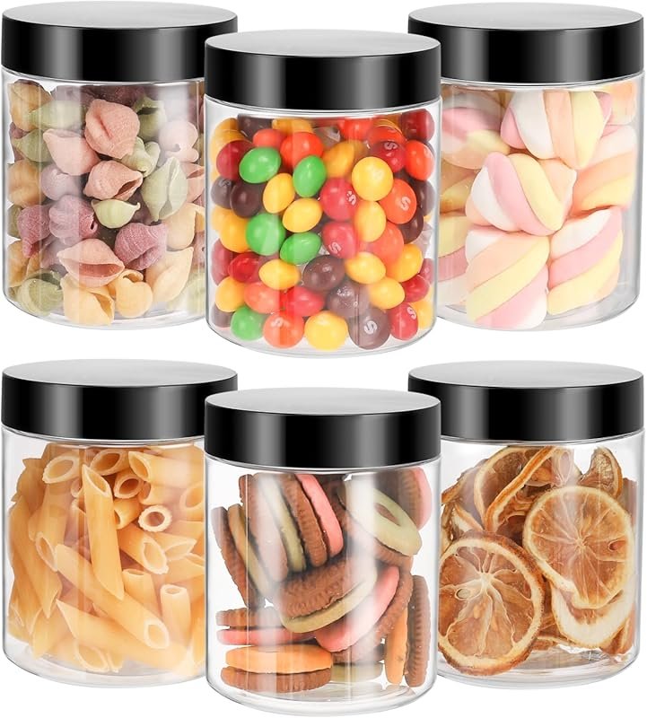 Mfacoy 6 Pack 8 oz Clear Leakproof Plastic Jars for Spice, Candy & Cos
