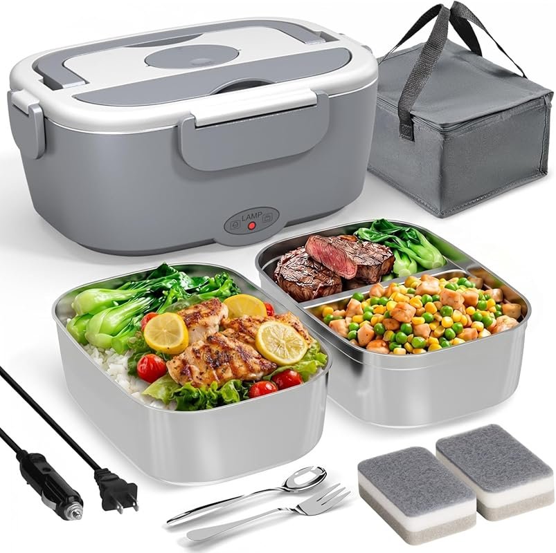 Sitlais Portable Electric Heated Lunch Warmer Box, Stainless Steel Ben