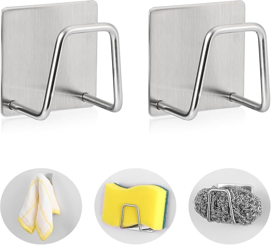 Luckyiren 2-Pack Rustproof SUS304 Sponge Holder for Kitchen Sink, Wall