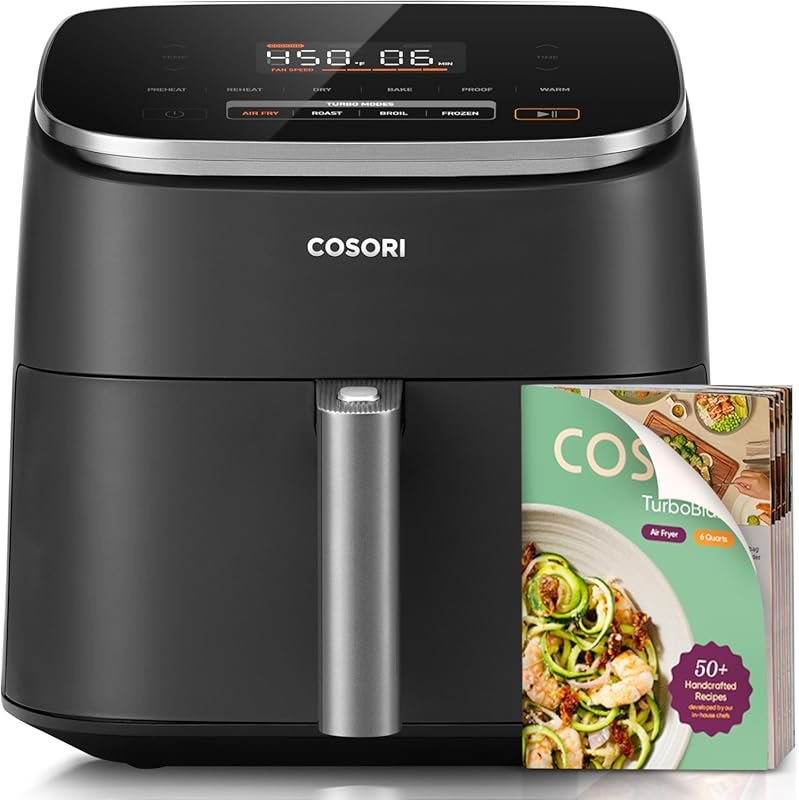 Cosori 9-in-1 TurboBlaze Air Fryer 6 Qt, PFAS-Free Ceramic Coating, 90