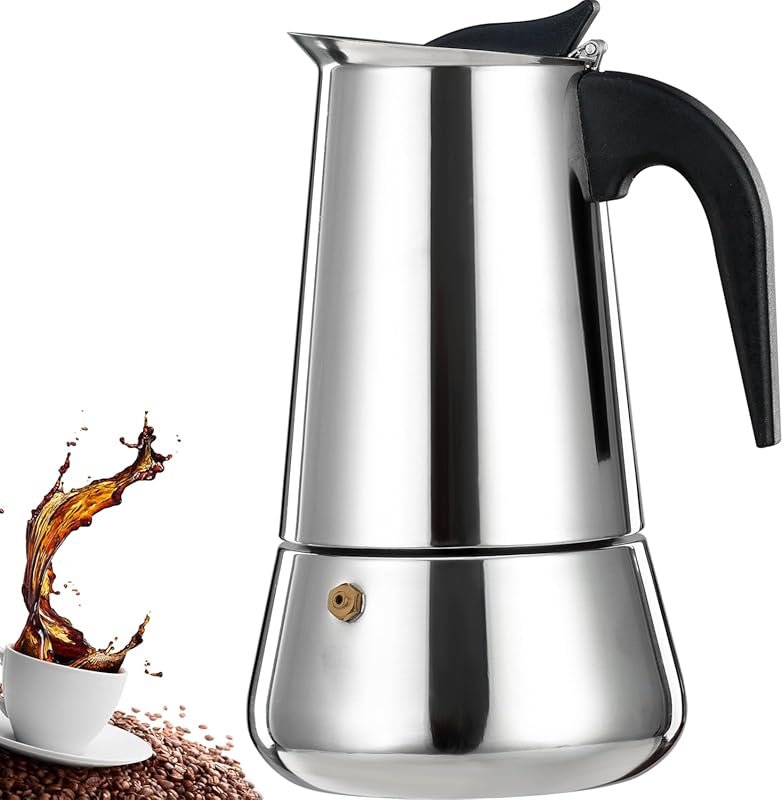2 Cup Stainless Steel Stovetop Moka Pot, Italian Espresso Maker for In