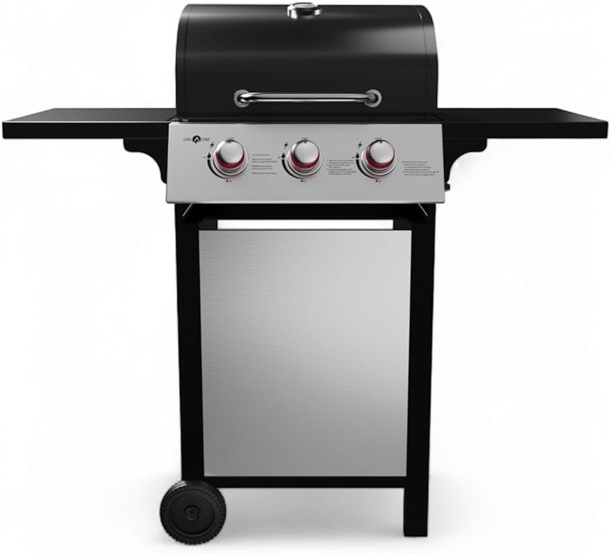 GasOne Cabinet-Style 3-Burner Propane Grill with Wheels & High-Temp Co