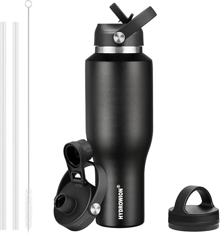 HYDROWION 40 oz Insulated Water Bottle with Straw & Spout Lid, Keeps C