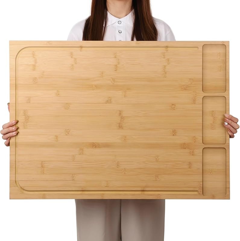 BAMOTTO CRAFTBAMBOO 30x21in Extra Large Bamboo Cutting Board with Deta