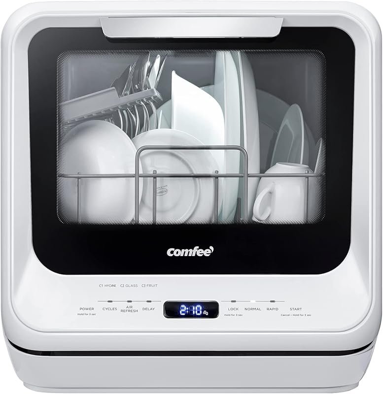 COMFEE' Mini Dishwasher with 5L Tank, Dual Spray & 192℉ High-Temp in W