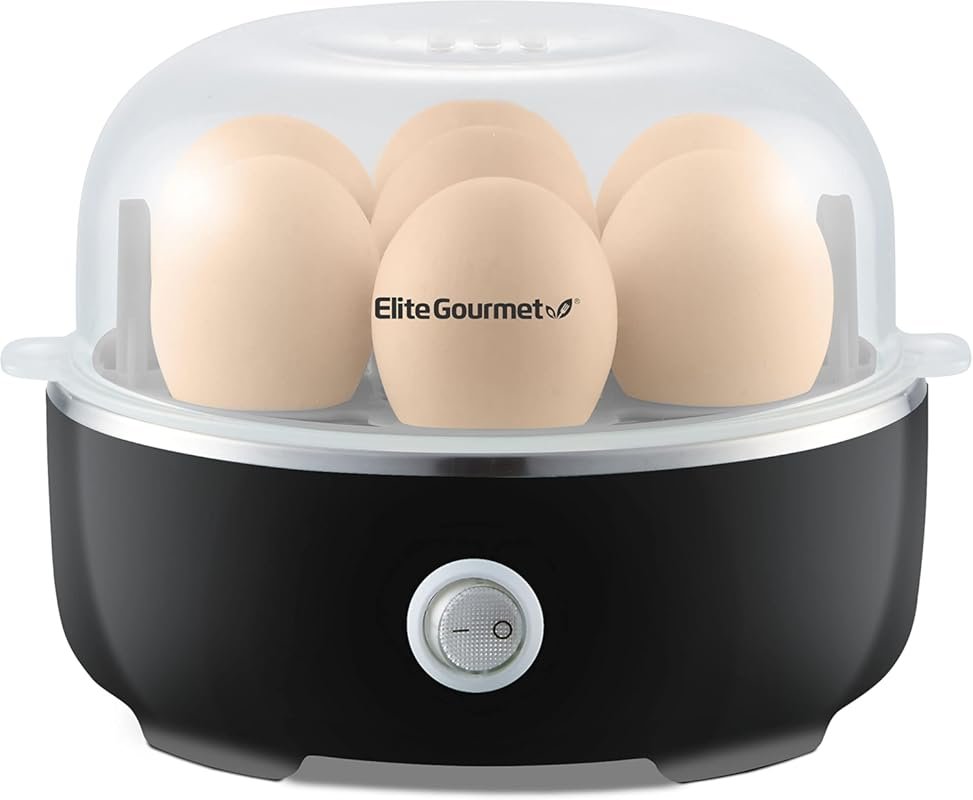 Elite Gourmet EGC115B Easy Egg Cooker Electric 7-Egg Capacity, Soft, M