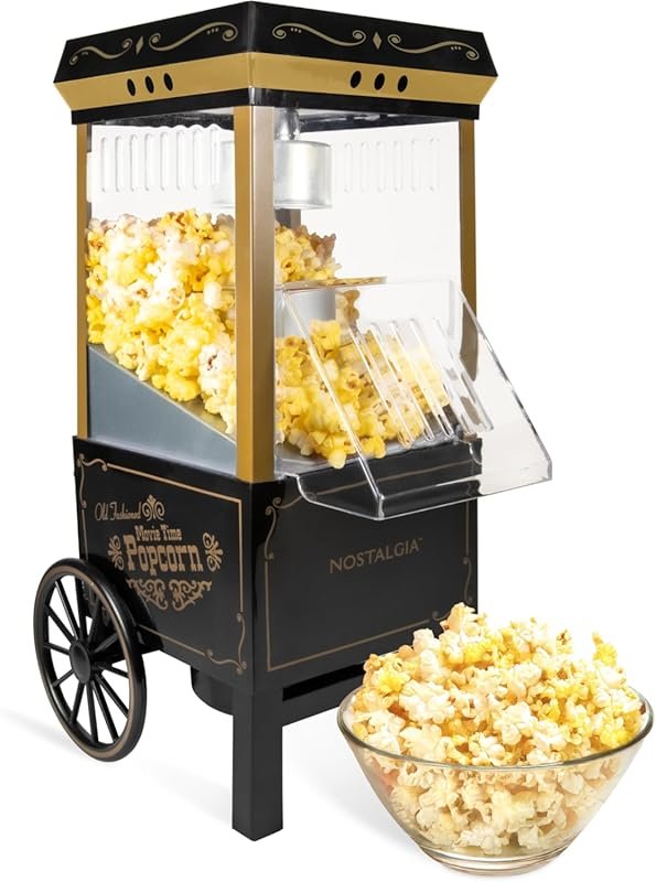 Nostalgia Vintage Hot-Air Popcorn Maker Makes 12 Cups Oil-Free Healthi
