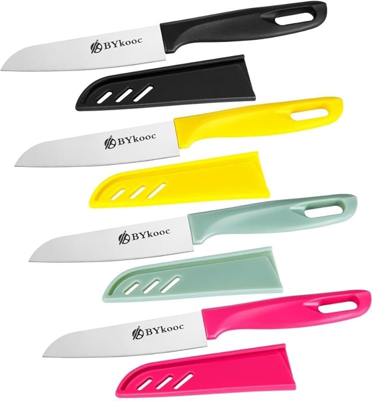 8-Piece Ultra Sharp Paring Knife Set with Sheaths, German Steel & PP H