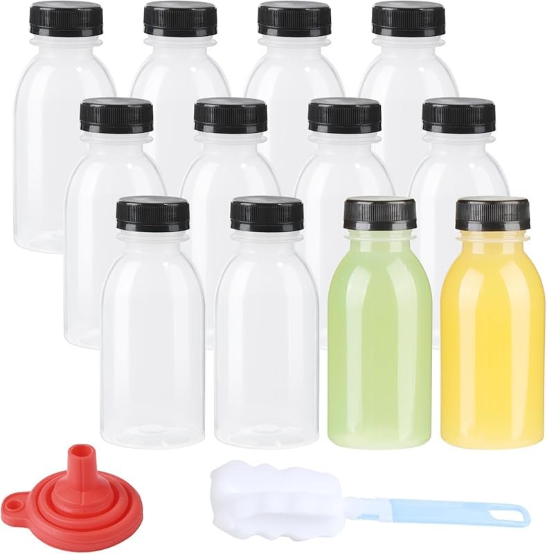 zmybcpack 12-Pack 8oz Heat-Resistant Plastic Smoothie Bottles, Dishwas