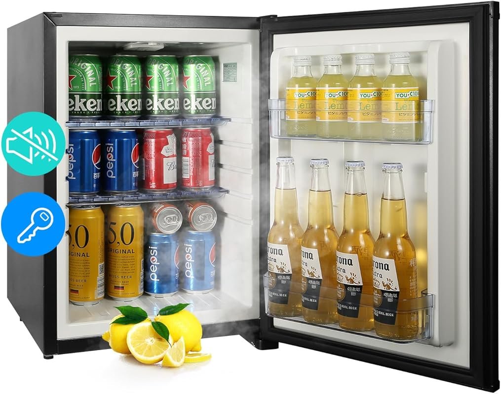 Compact 1.42 Cu.Ft Quiet Mini Fridge, Reversible Door with Lock, Energ