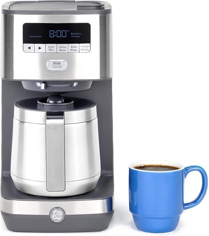 GE 10-Cup Thermal Coffee Maker with Timer, Adjustable Brew Strength, a