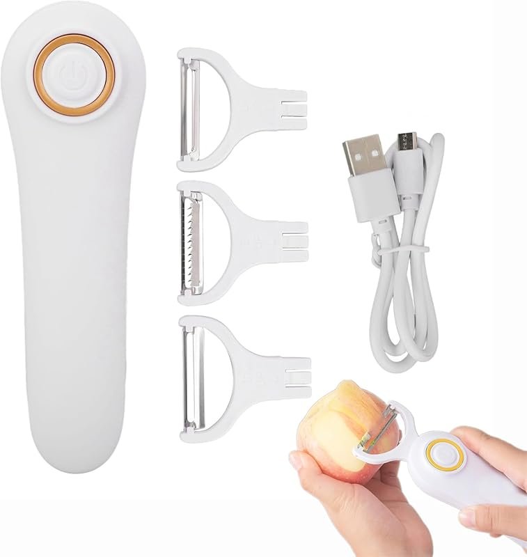 Handheld Electric Fruit & Vegetable Peeler with 3 Interchangeable Blad