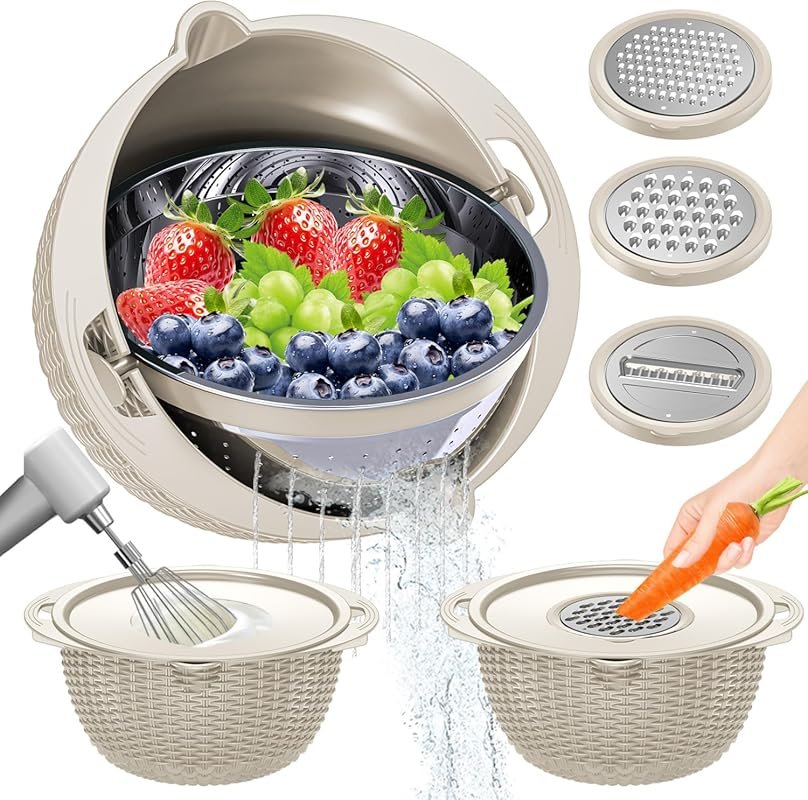 4-in-1 Rotatable Colander Set with Graters, Patented Kitchen Food Stra