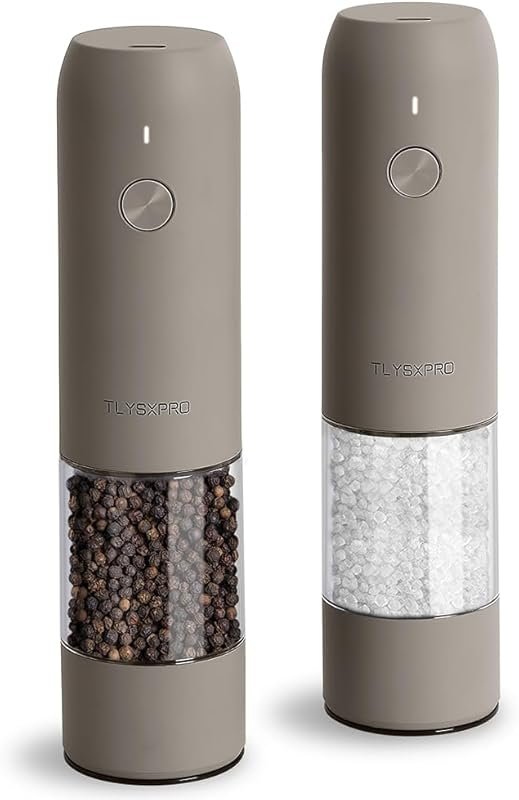 USB Rechargeable Electric Salt & Pepper Mills with LED Light, Adjustab