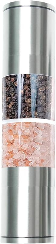 2 in 1 Stainless Steel Salt and Pepper Grinder – Refillable Adjustable