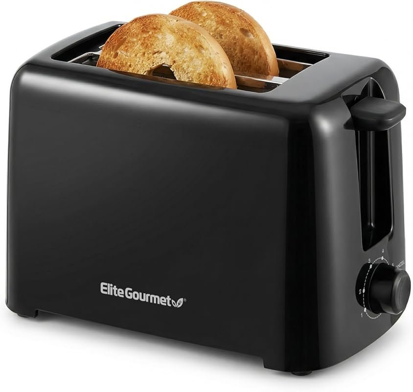 Elite Gourmet 2-Slice Cool Touch Toaster with 6 Browning Levels & Wide