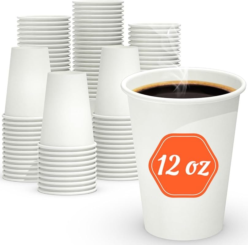 Dealusy 100ct 12oz Leak-Free Food-Safe Paper Cups – Ideal for Hot & Co