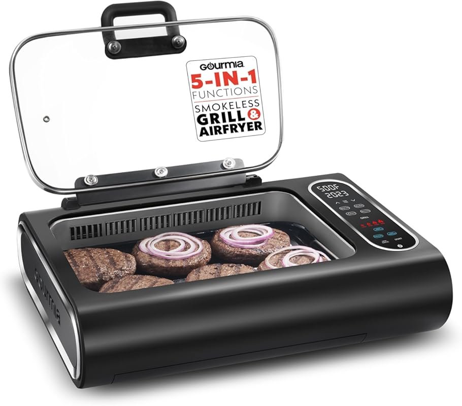 Smokeless Indoor Electric Grill & Air Fryer raclette with Smoke Extracting Tech, Extra-Large Nonstick Surface
