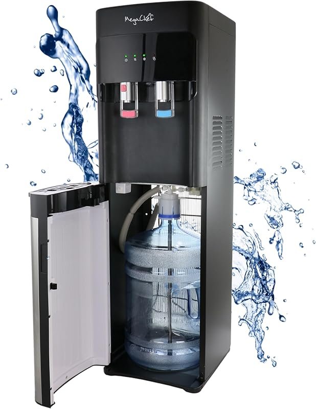 MegaChef Hot/Cold Water Dispenser, Silver, 5 Gallon Bottle
