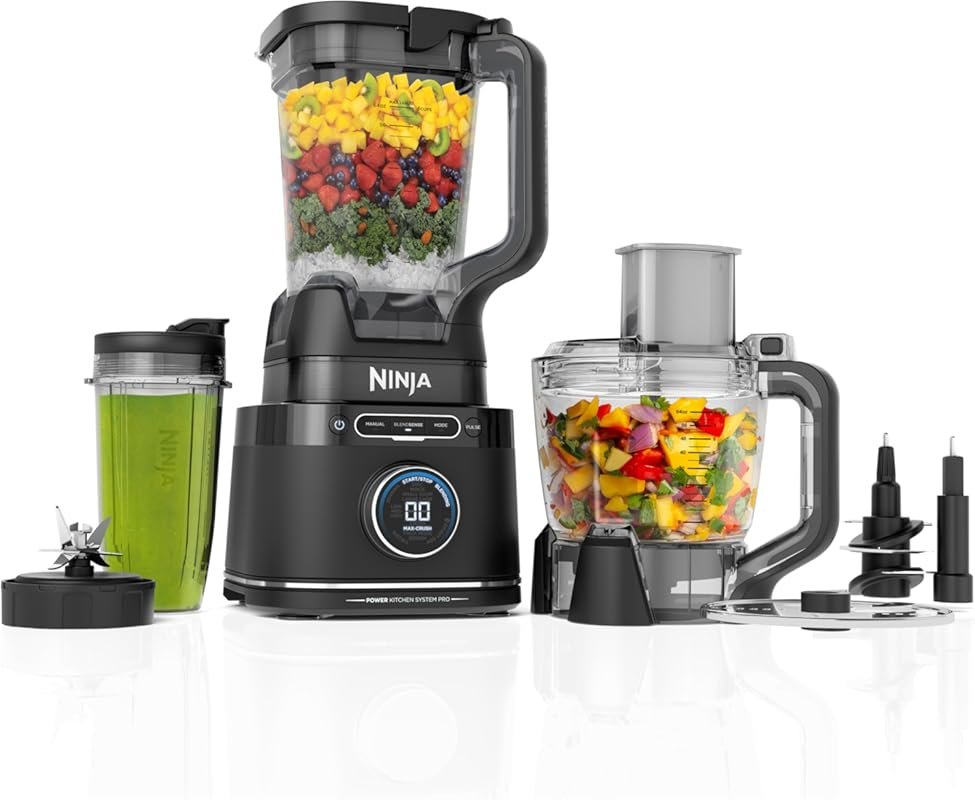Ninja Kitchen System: 8-Cup Food Processor & 24 oz To-Go Cup, 1800 Pea