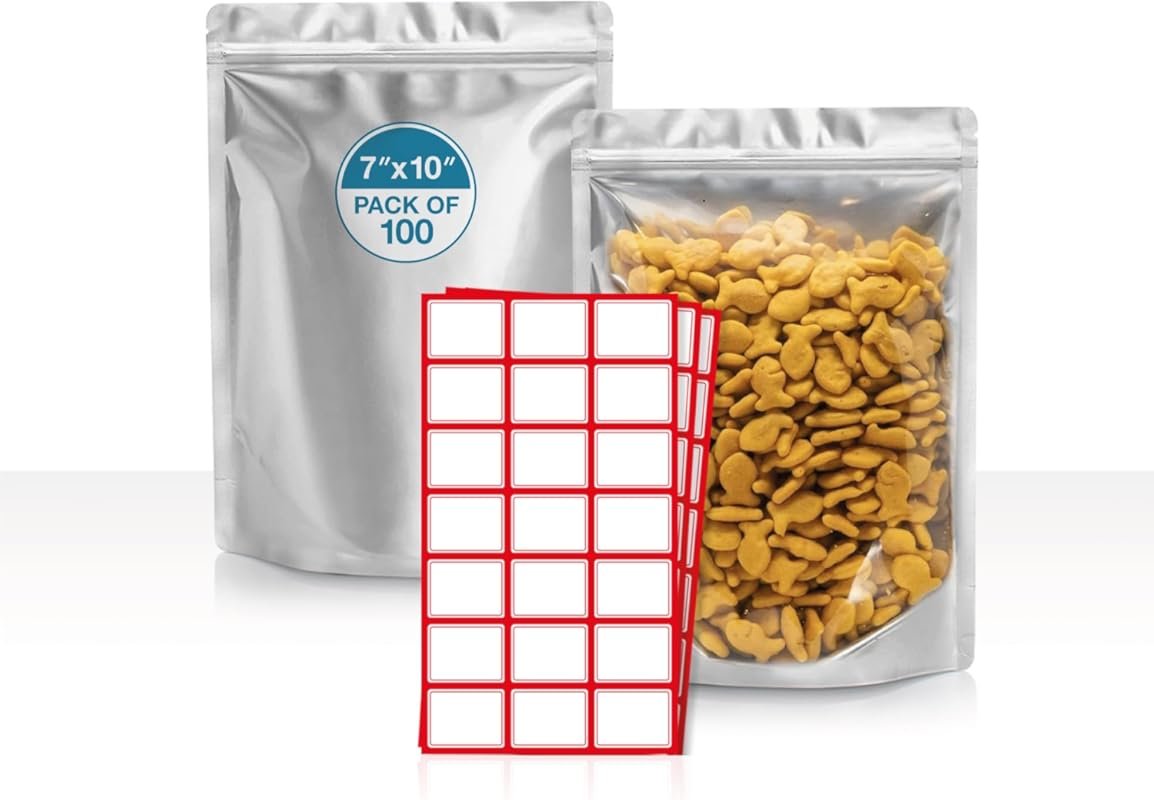 BELLE KR® 7x10 Quart Mylar Bags – 100 Pack, 7.5mil Thick, Clear, Gusse