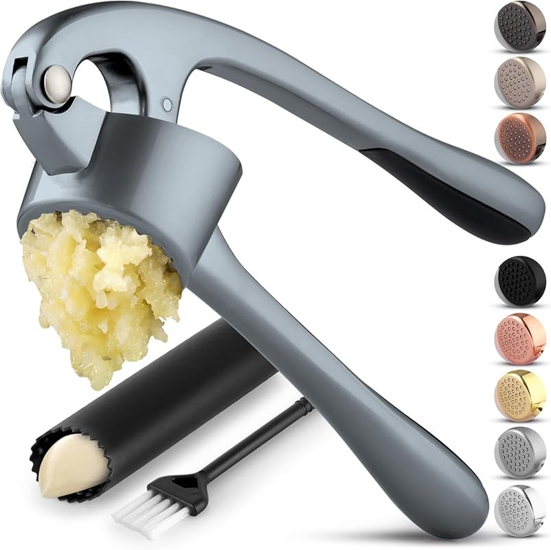 Zulay Kitchen Slate Garlic Press Set – Rust Proof, Soft Grip, Includes