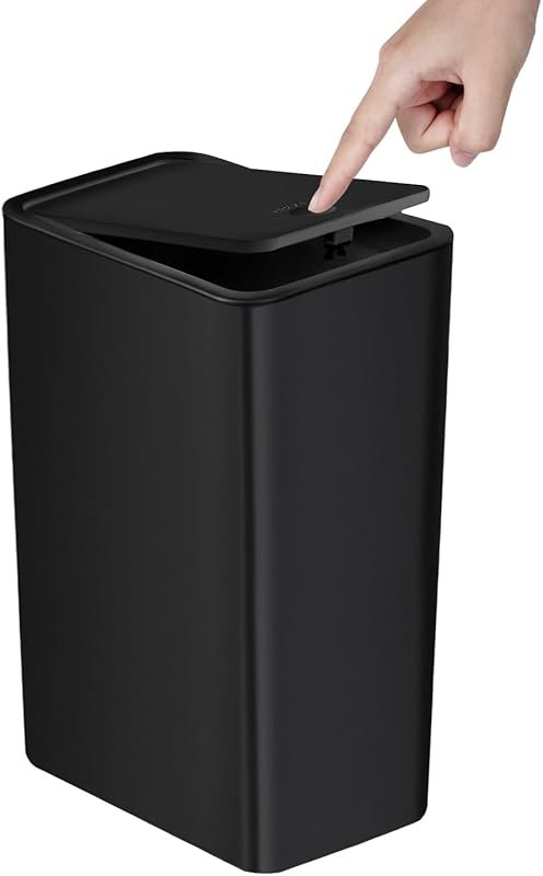 Slim Plastic Bathroom Garbage Can for Bedroom, Office, Dorm, or Desk