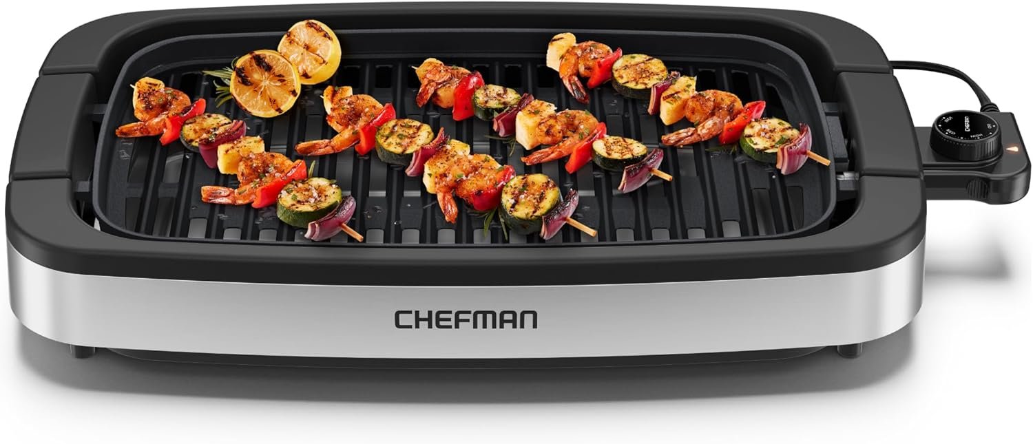 Chefman Smokeless Indoor Electric Grill with Extra-Large Surface & Dis