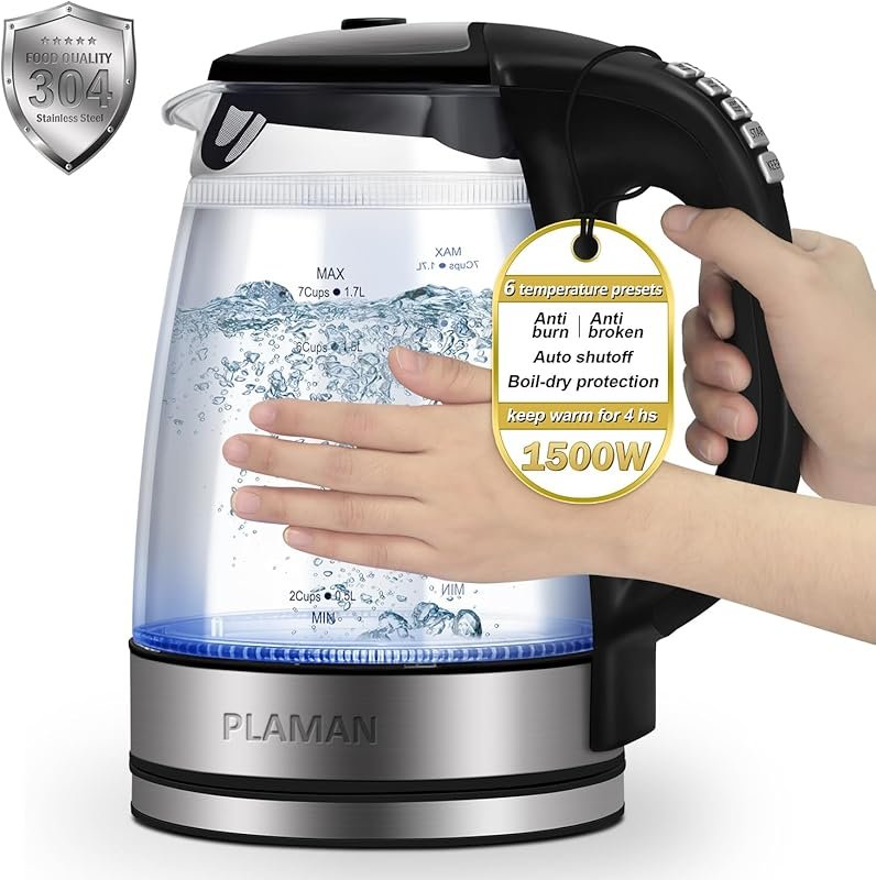 1.7L Electric Kettle with 6-Temp Presets & Keep Warm Function