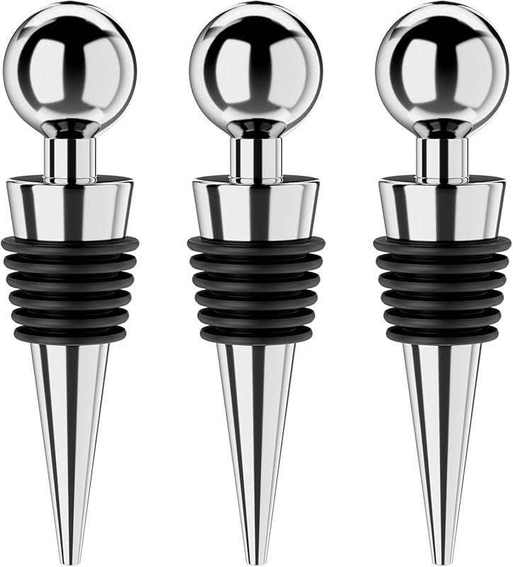 3-Pack Vacuum Wine Bottle Stoppers with Silicone – Leakproof, Keeps Wi